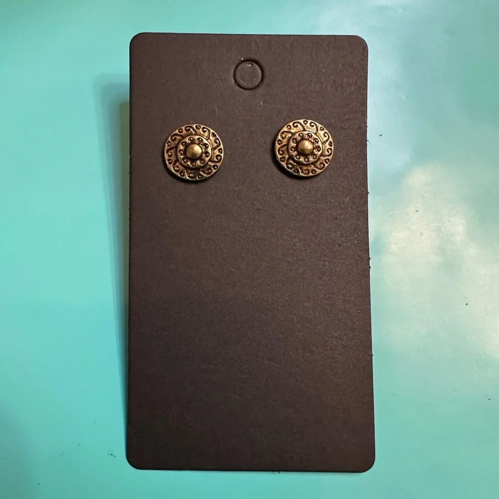 Antique Gold Tone Stud Earrings